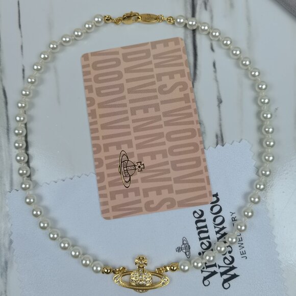 Vivienne Westwood The Gold-tone Mini Bas Relief Pearl Choker - Picture 7 of 8